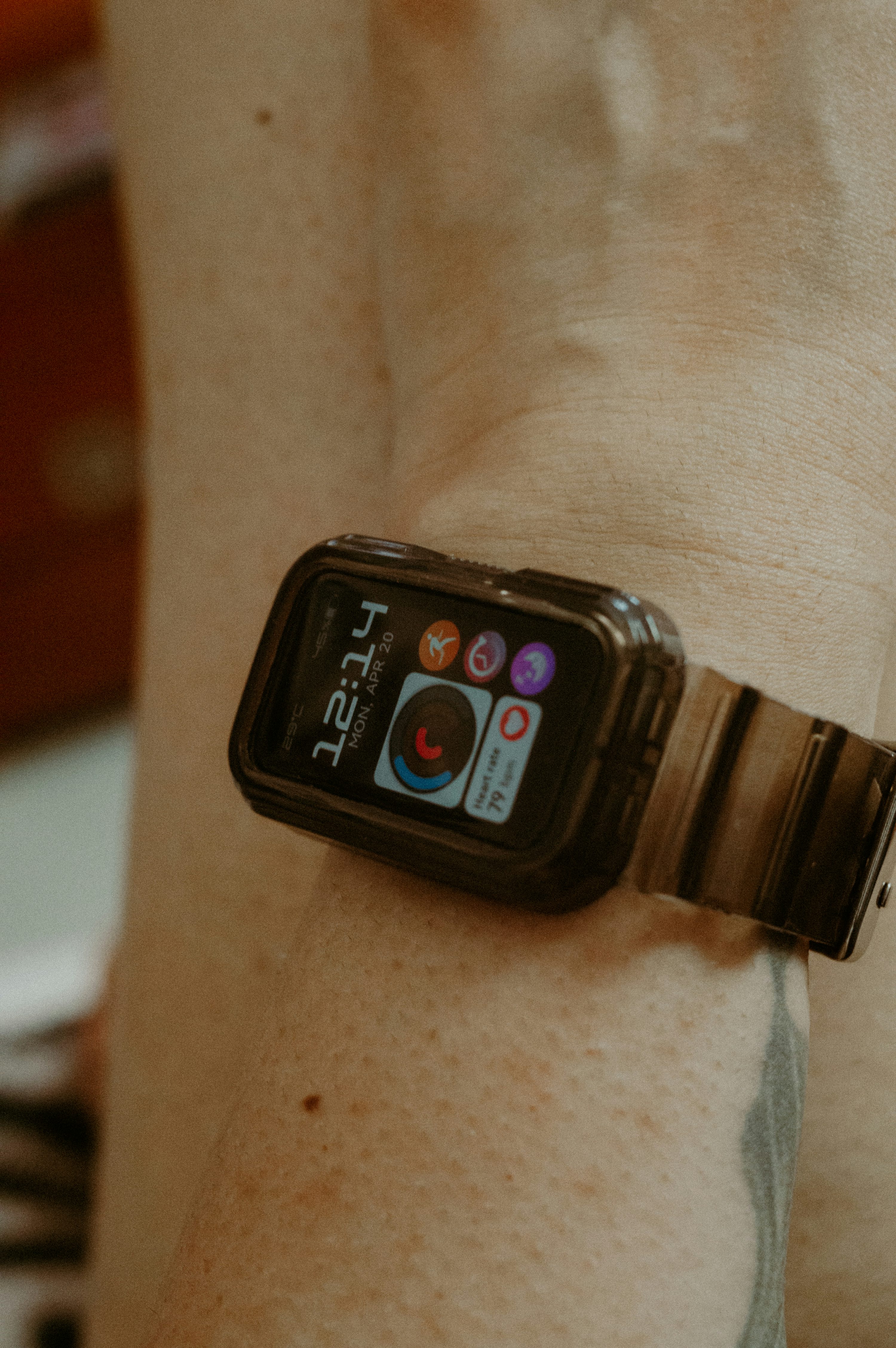 Close-up of a smartwatch on a person's wrist