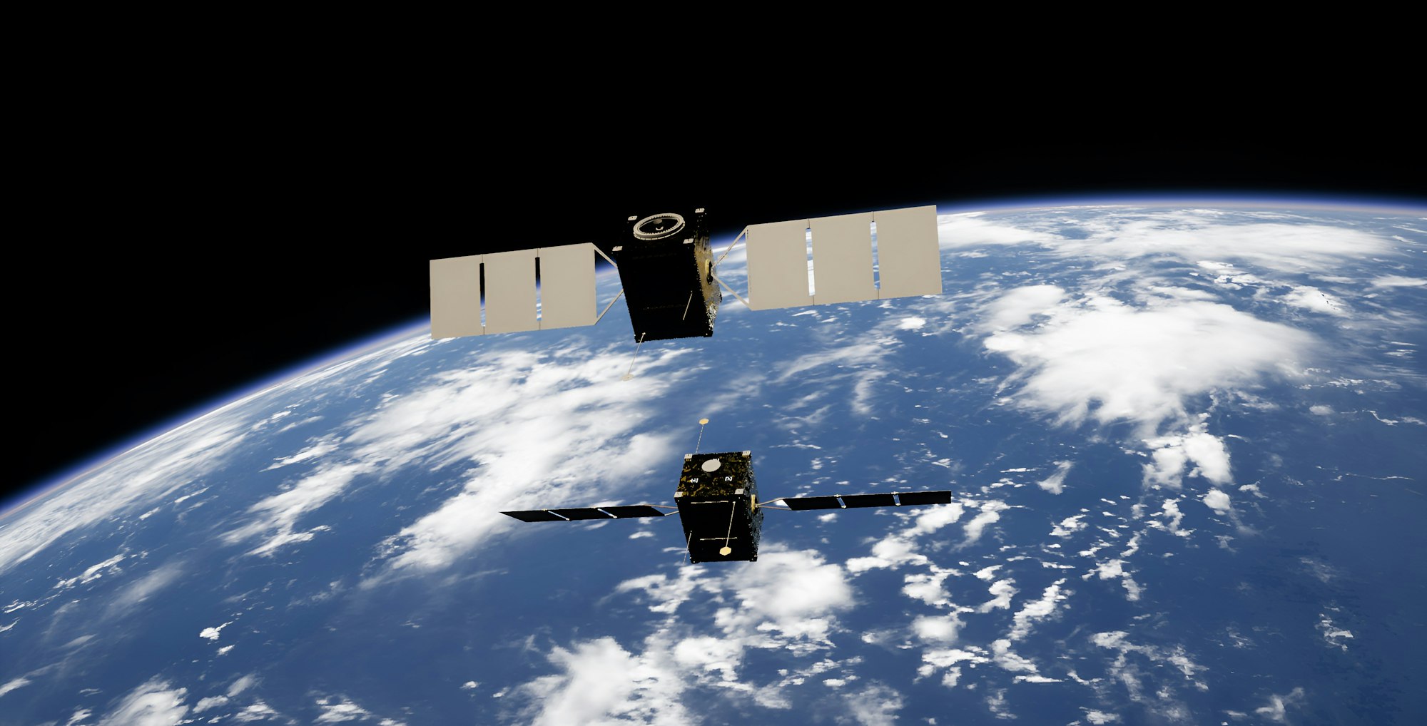 Satellite in orbit above Earth, representing satellite texting connectivity for phones